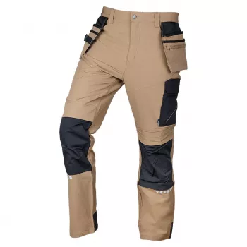 NEO TOOLS Calças de trabalho Mix&Match, 4-way stretch, reforçadas com Cordura, bege/preto, tamanho XS