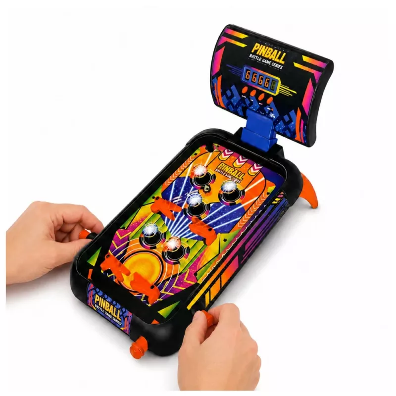 LEAN TOYS Jogo de arcada máquina de flippers de mesa contador de pontos luzes sons
