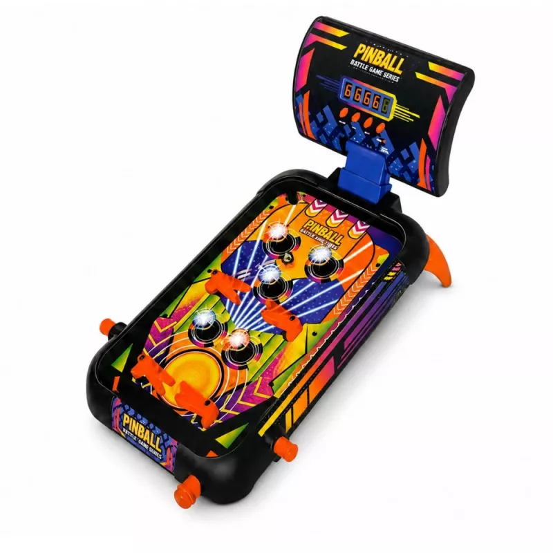 LEAN TOYS Jogo de arcada máquina de flippers de mesa contador de pontos luzes sons