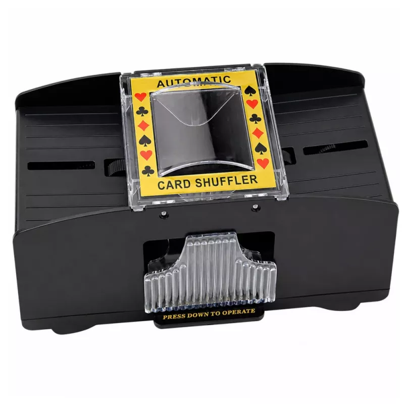 Baralhador de cartas eletrónico automático LEAN TOYS para 2 baralhos - a pilhas, plástico ABS, preto