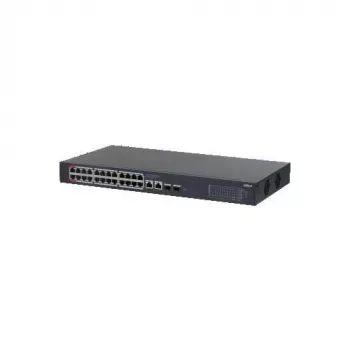 Dahua CS4228-24GT-375 Switch gerido PoE Gigabit de 24 portas, 2x Gigabit RJ45 + 2x uplinks SFP, orçamento PoE de 375 W, Layer 2