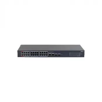 Dahua CS4228-24GT-375 Switch gerido PoE Gigabit de 24 portas, 2x Gigabit RJ45 + 2x uplinks SFP, orçamento PoE de 375 W, Layer 2