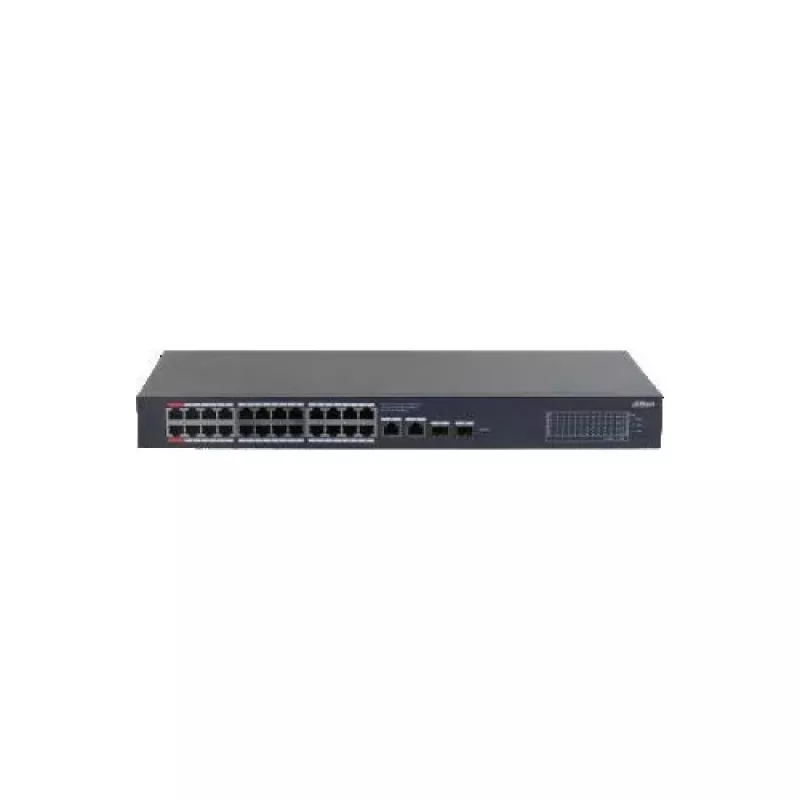 Dahua CS4228-24GT-375 Switch gerido PoE Gigabit de 24 portas, 2x Gigabit RJ45 + 2x uplinks SFP, orçamento PoE de 375 W, Layer 2