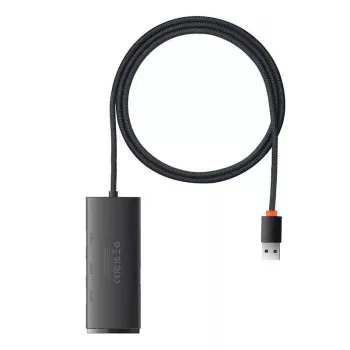 Baseus Lite Series hub USB 3.0 de 4 portas - 5Gbps, alimentado por bus, preto (WKQX030101)