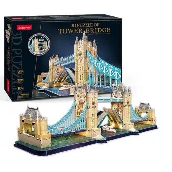 Puzzle 3D Cubic Fun Tower Bridge com iluminação LED | 113 peças | kit de modelo arquitetónico