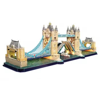 Puzzle 3D Cubic Fun Tower Bridge com iluminação LED | 113 peças | kit de modelo arquitetónico