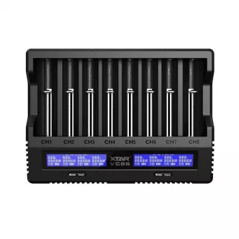 Carregador de baterias XTAR VC8S USB-C SET, 3,7V/1,2V