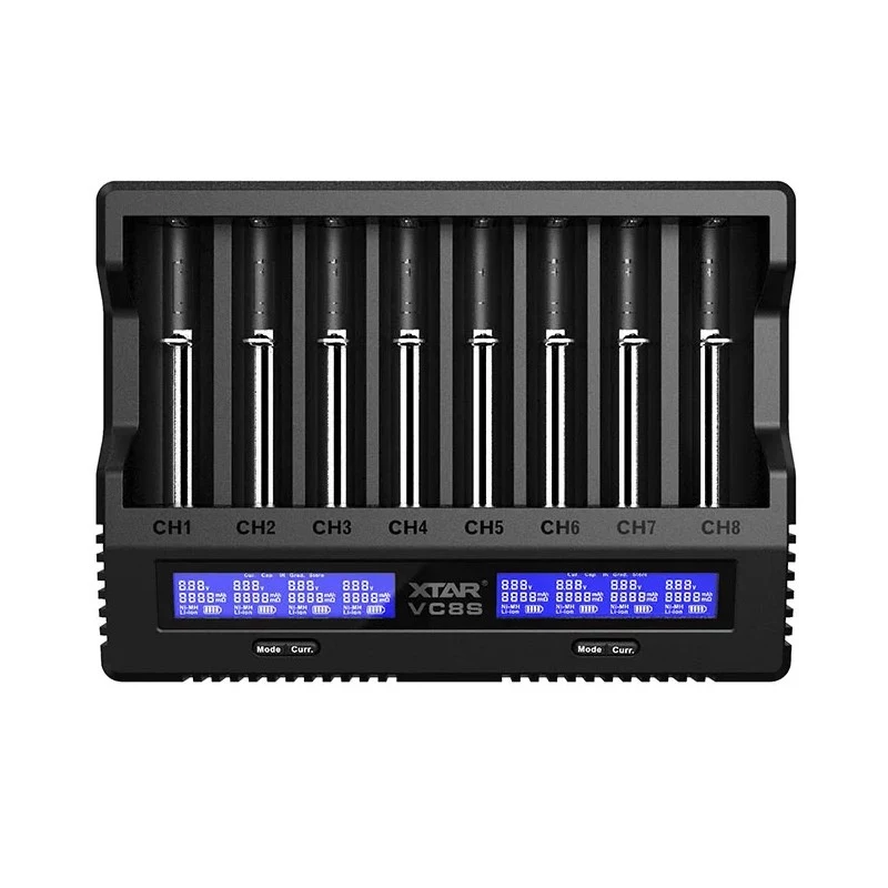 XTAR VC8S USB-C SET Carregador de baterias, 3,7V/1,2V