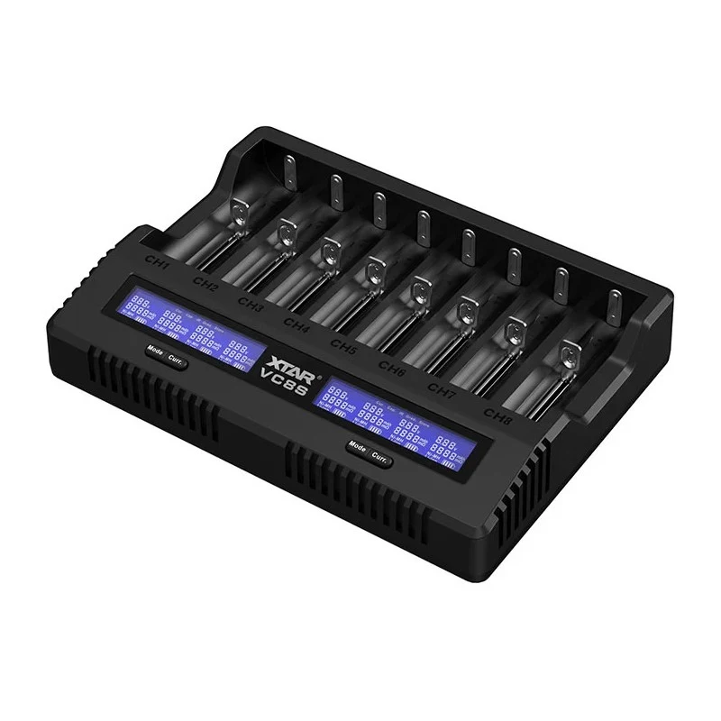 XTAR VC8S USB-C SET Carregador de baterias, 3,7V/1,2V