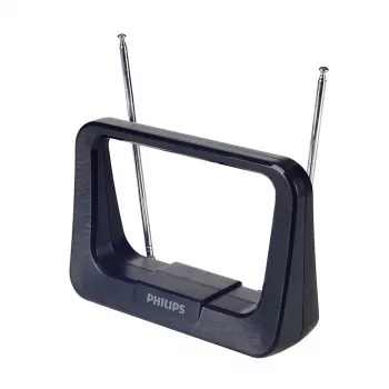 Antena interior Phil DVB-T/T2 com cabo coaxial de 1,8 m, 75 Ohm, filtro 3G/4G, preto