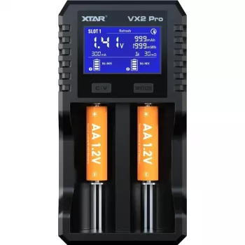 XTAR VX2 PRO SET Carregador de baterias, 3,7V/1,5V/1,2V