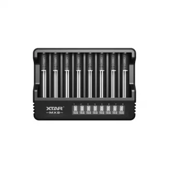 XTAR MX8 carregador de baterias USB-C Li-Ion/Ni-MH, 3,7V/1,5V/1,2V