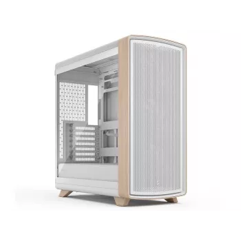 Caixa Mid-Tower Fractal Design Summit Chalk White TG Clear Tint com frente em carvalho maciço