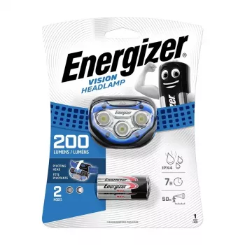 Lanterna frontal LED Energizer 326243, 200 lúmenes, IPX4 resistente a salpicos, 3 pilhas AAA incluídas, preto