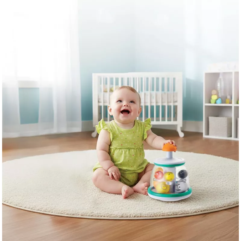 B-KIDS Rollabout Ball Top Infantino – brinquedo pião cor de menta com esferas que chocalham para bebés a partir dos 6 meses