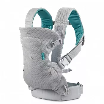 B-KIDS Infantino porta-bebés 4-in-1 convertível, cinzento, 3,6–14,5 kg, certificado JPMA, com babador Wonder Cover™ removível