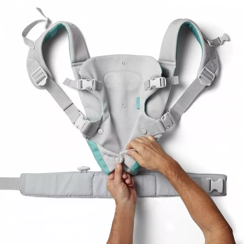 B-KIDS Infantino porta-bebés 4-in-1 convertível, cinzento, 3,6–14,5 kg, certificado JPMA, com babador Wonder Cover™ removível