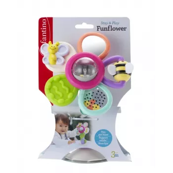 B-KIDS Infantino Flor giratória com ventosa – Brinquedo sensorial multicolorido para bebés a partir dos 6 meses