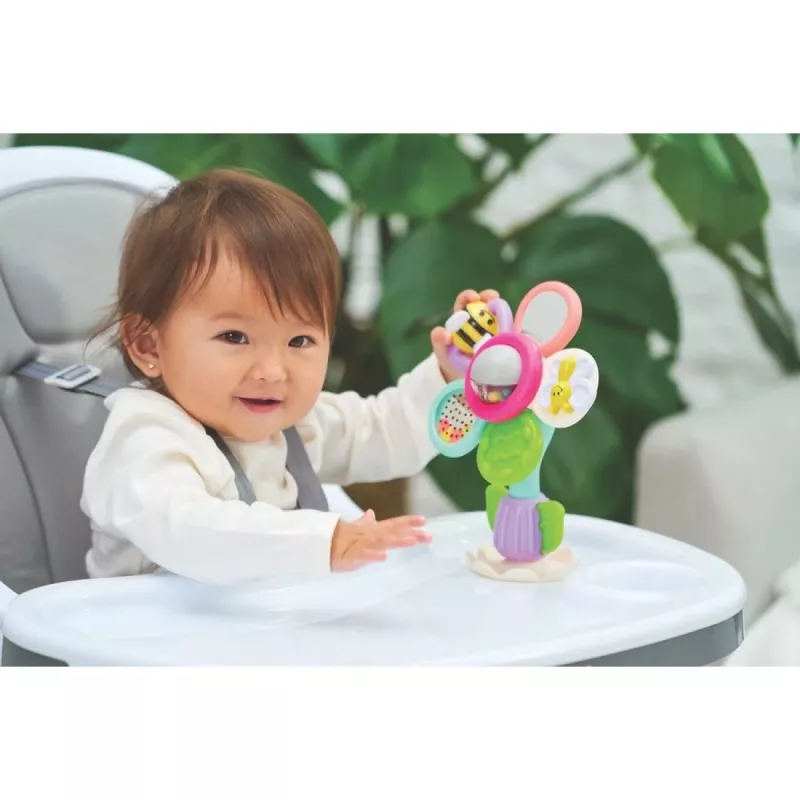 B-KIDS Infantino Flor giratória com ventosa – Brinquedo sensorial multicolorido para bebés a partir dos 6 meses