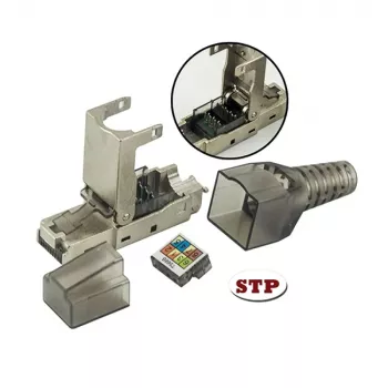 Ficha modular Techly 101911 RJ45 Cat6a 10G sem ferramentas, STP