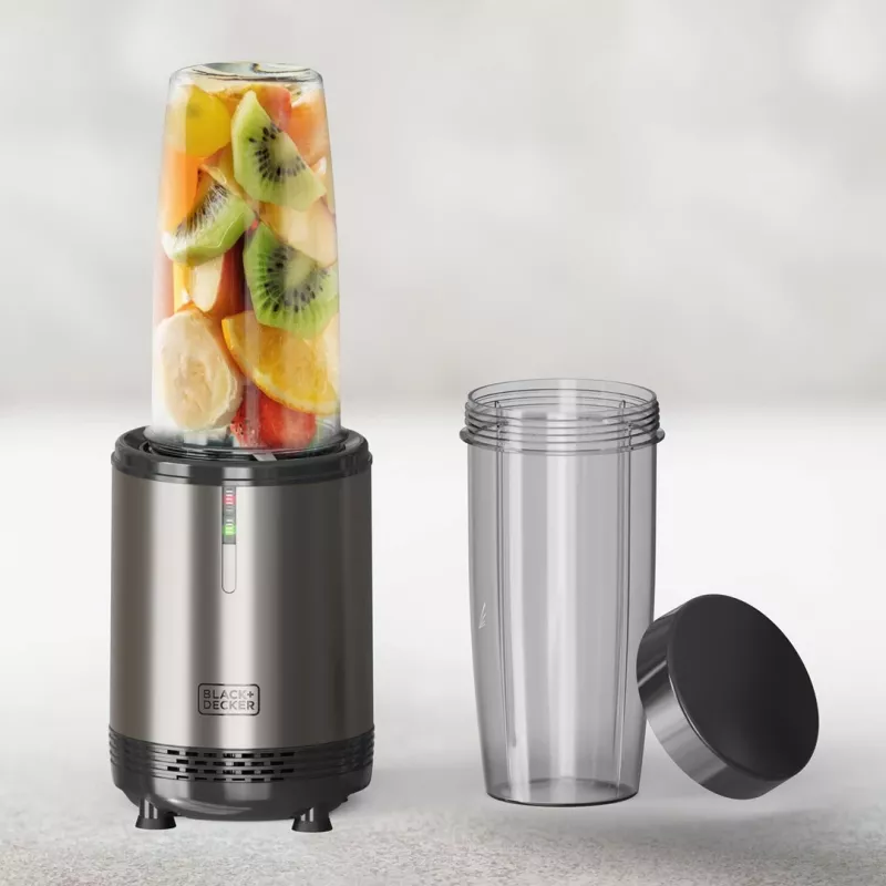Batedeira pessoal BLACK+DECKER ES9120160B 1000W com 2 garrafas Tritan de 600ml e tampas de viagem
