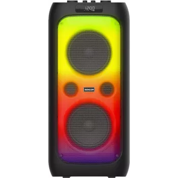 Coluna de festa portátil SENCOR Partycon WAVE 100W com TWS, IPX4, LED e entrada de microfone
