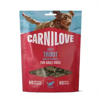 Snack húmido CARNILOVE para cães com truta e endro 200 g – guloseimas de treino sem cereais para todas as raças