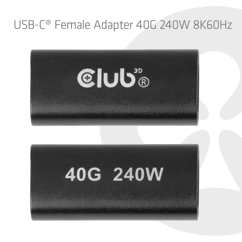 Adaptador Club 3D USB-C fêmea 40G 240W 8K60Hz