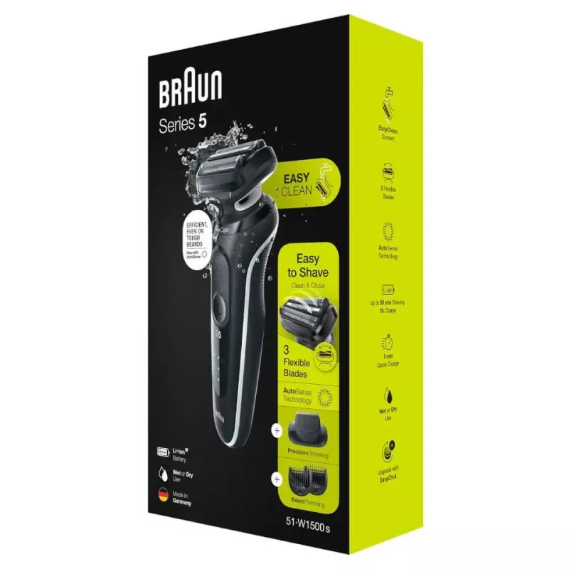 BRAUN Máquina de barbear Series 5 51-W1500s aparador húmido e seco preto