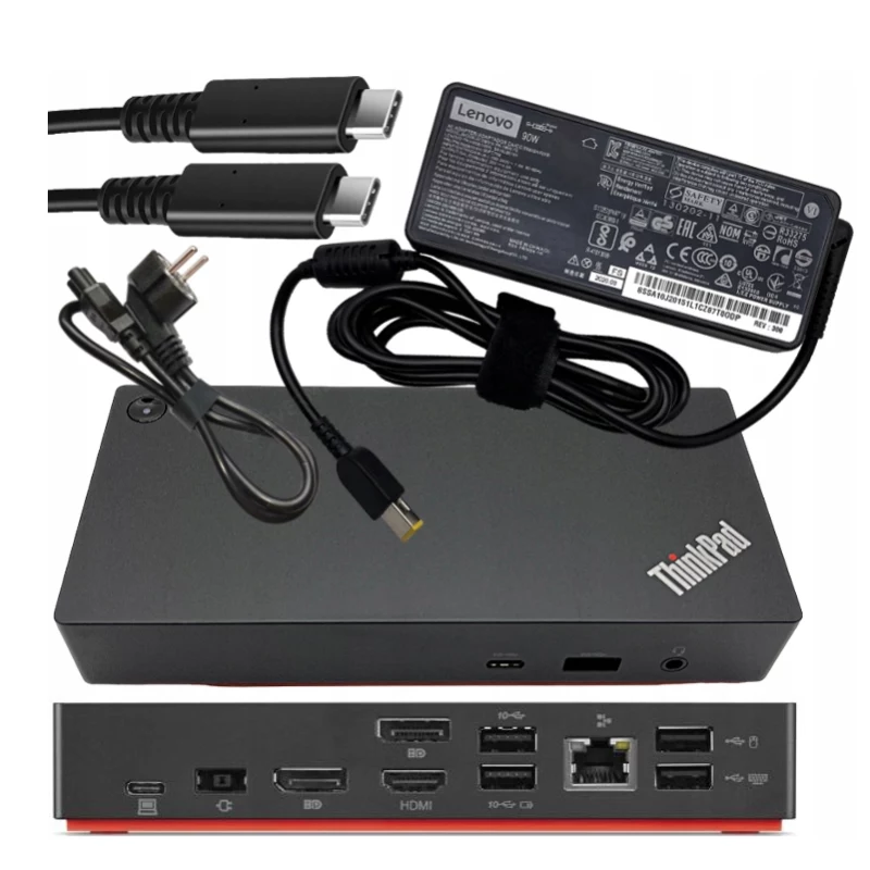 Lenovo Renewed ThinkPad Universal USB-C Dock 40AY 90W Usado incl. fonte de alimentação
