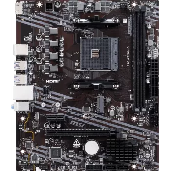 MSI A520M-S Placa-mãe AMD A520 AM4 Micro-ATX - DDR4, HDMI, DVI, VGA, Gigabit-LAN