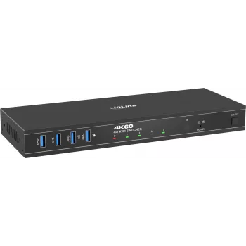 Comutador KVM InLine®, 4x1, DP 4K/60Hz, hub USB 3.2 (57885J)