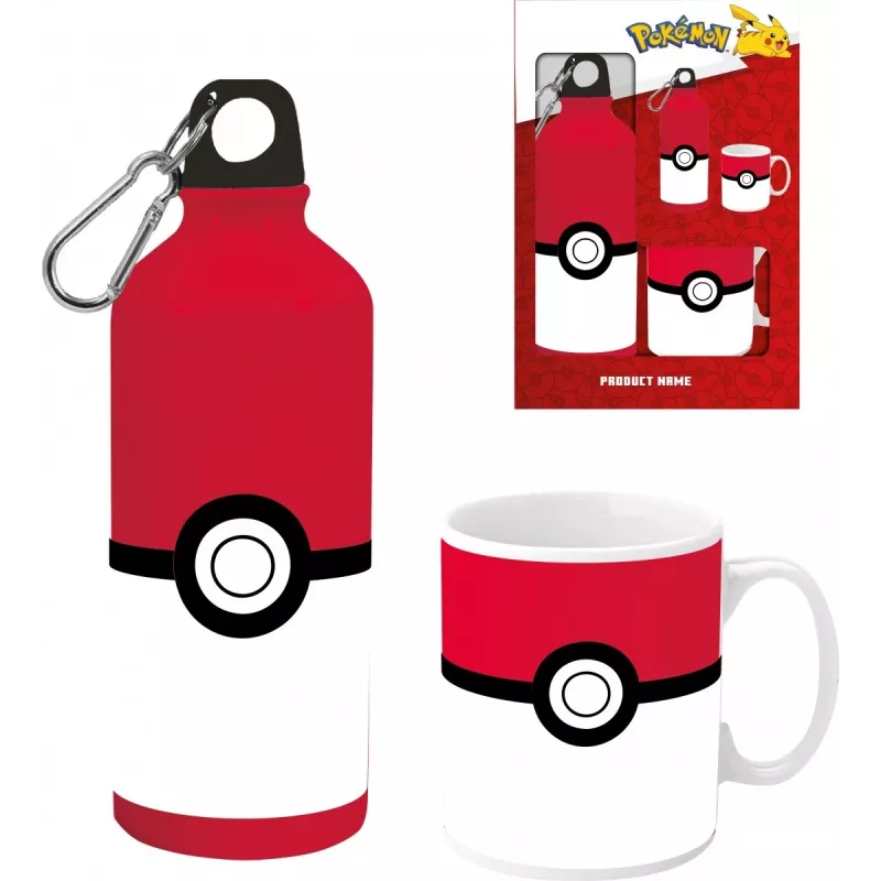 Conjunto de garrafa de alumínio Pokemon 500ml com copo de cerâmica