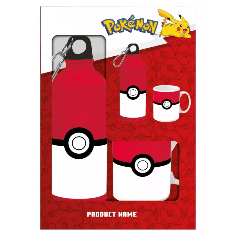 Conjunto de garrafa de alumínio Pokemon 500ml com copo de cerâmica