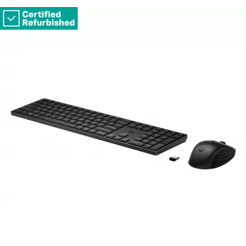 RENEW GOLD HP 655 Conjunto de teclado e rato sem fios, resistente a salpicos - Preto - Inglês dos EUA
