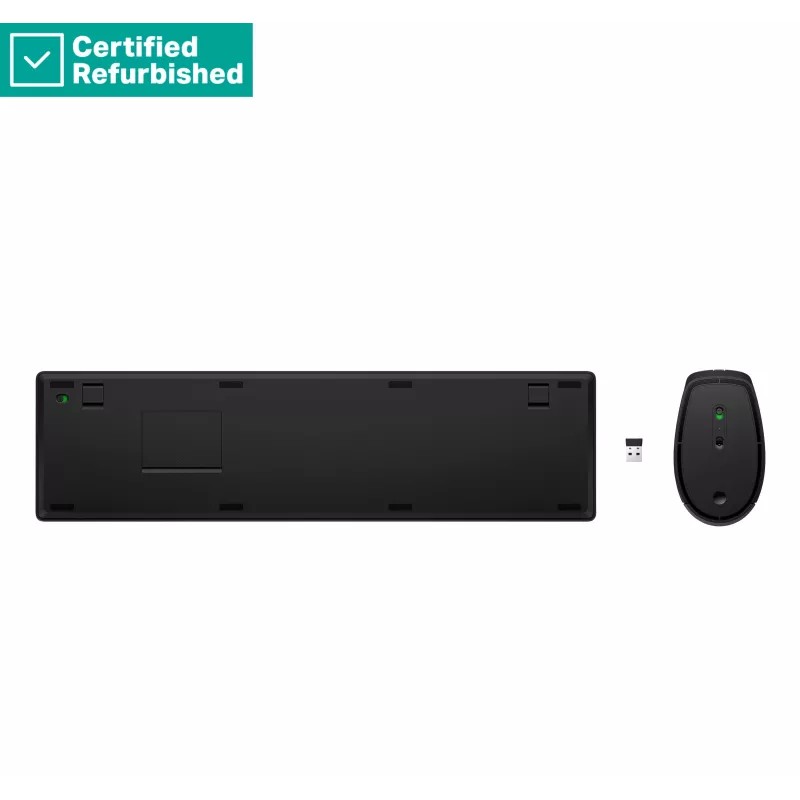 RENEW GOLD HP 655 Conjunto de teclado e rato sem fios, resistente a salpicos - Preto - Inglês dos EUA