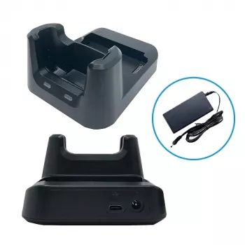 Estação de carregamento USB de 1 slot Unitech HT330 com compartimento para bateria adicional. Inclui fonte de alimentação. _x00D_
