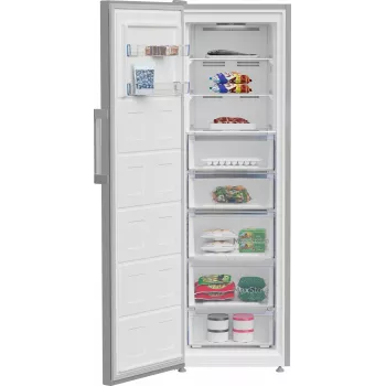 Arca congeladora BEKO B3RMFNE314XB, classe de eficiência energética E, 186,5 cm, 286L, cor inox