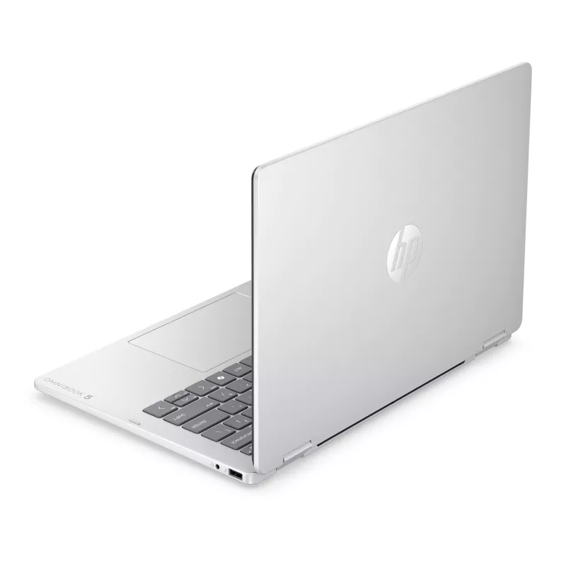 HP OmniBook 5 Flip NG AI 14-km0001nnx - Ultra 7 355, 32GB LPDDR5X 7467 on-board, 512GB, Touch/14,0 2K (1920x1200) OLED, Glacier Silver DF+ AI-Logo - 5MP IR TNR, sem adaptador AC 65W, Win 11 Home, 1 ano