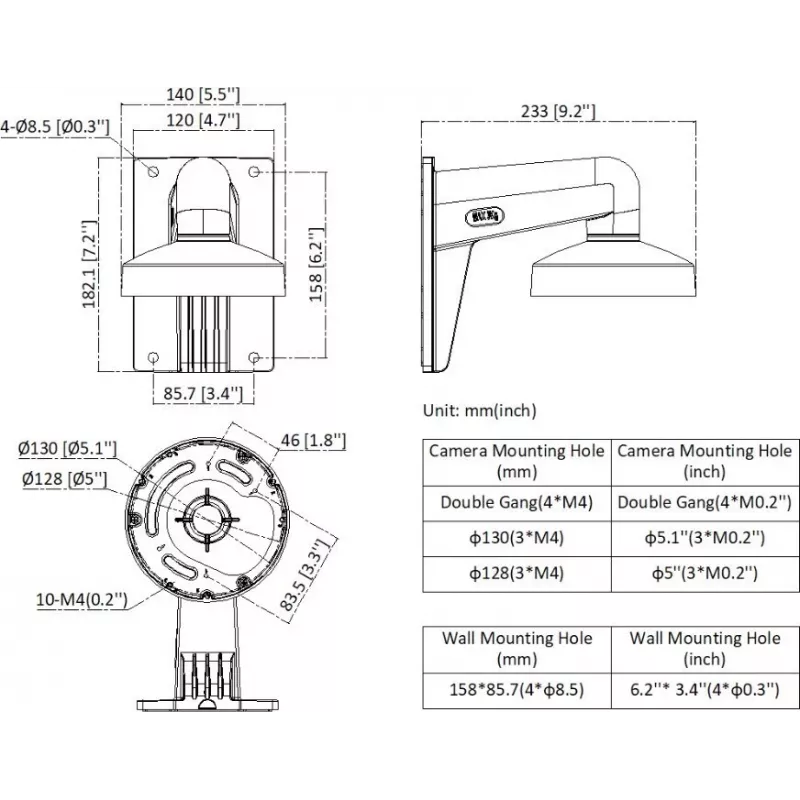 Hikvision DS-2200ZJ-WA-140 suporte de parede