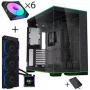 Caixa de PC Lian Li O11D EVO RGB Bundle + HydroShift II LCD-S 360TL AiO + 6 ventoinhas UNI FAN SL-INF 120 Reverse Blade + UNI HUB SL-INF - preto