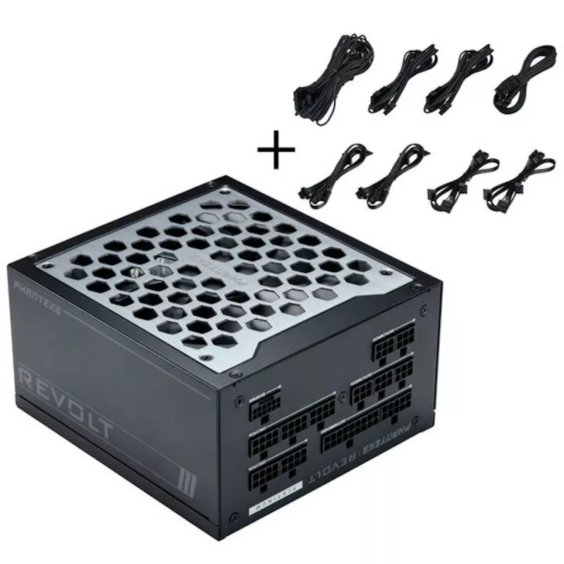 Phanteks Revolt 1200W Platinum Bundle, fonte de alimentação com kit de cabos - preto