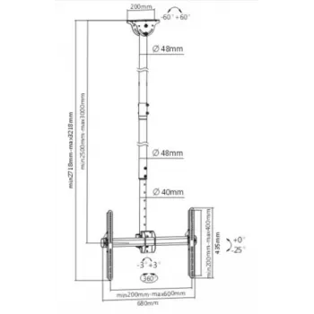Suporte de teto LH-GROUP com tubo 2,5-3 m