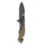 101 INC Commander Faca de resgate dobrável preto/castanho