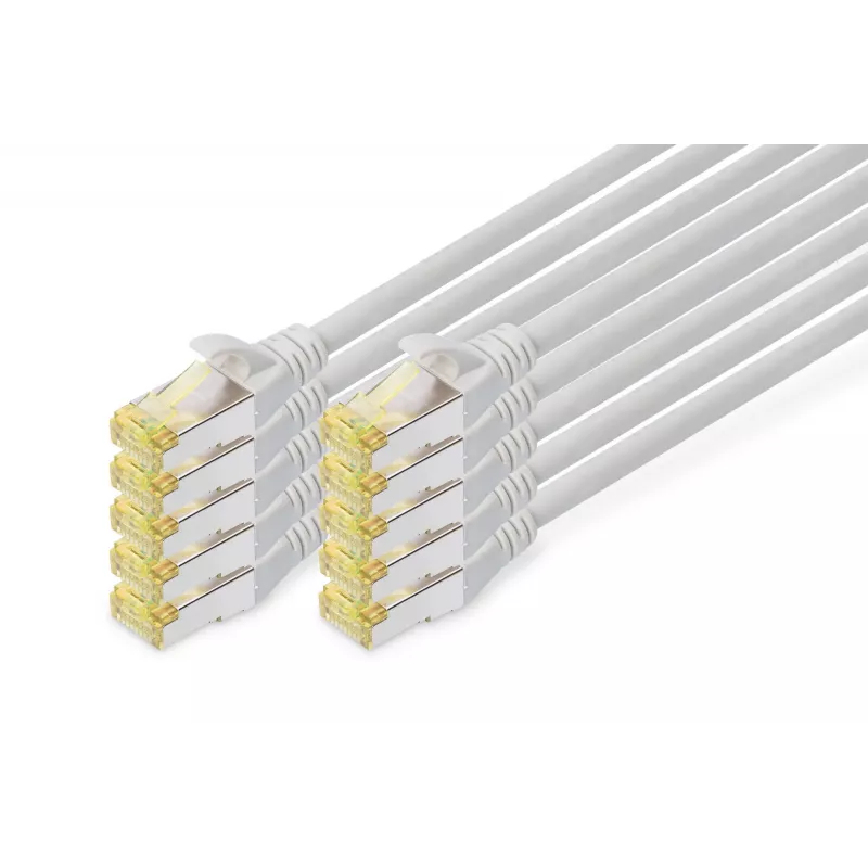 DIGITUS Cabo de rede CAT6A S/FTP, 3 m, cinzento, pack de 10