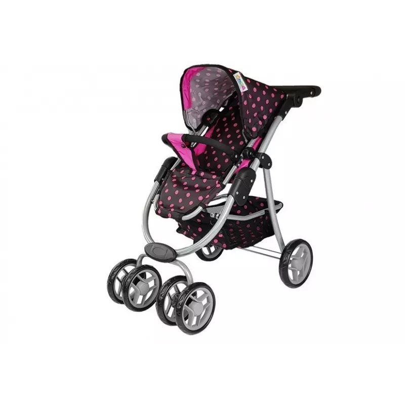 Carrinho de bebé 2 em 1 com saco de transporte Black-Pink 7706 Lean Toys