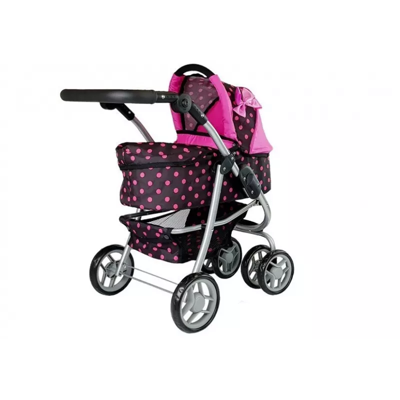 Carrinho de bebé 2 em 1 com saco de transporte Black-Pink 7706 Lean Toys