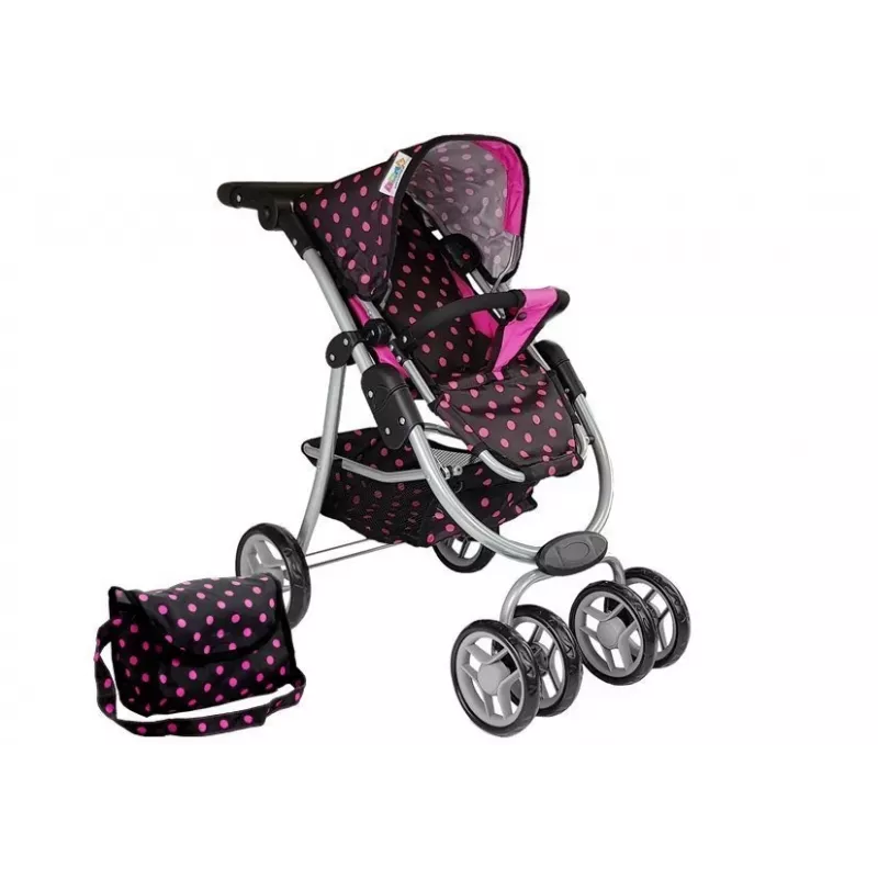 Carrinho de bebé 2 em 1 com saco de transporte Black-Pink 7706 Lean Toys