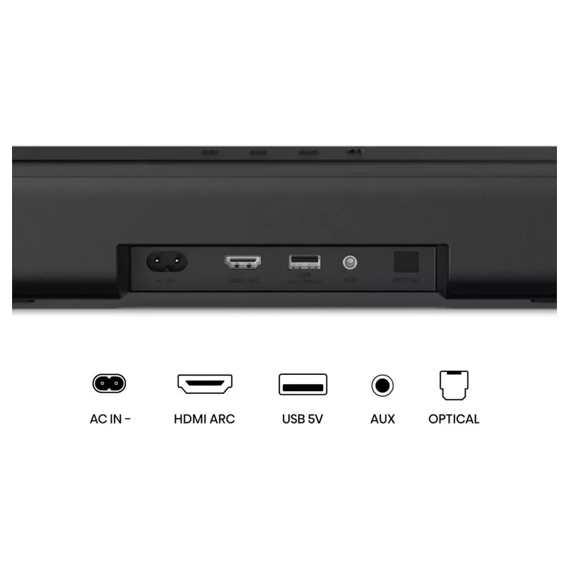 Soundbar Hisense HS1000 2.0 canais 60W Bluetooth HDMI ARC USB AUX Ótico Preto