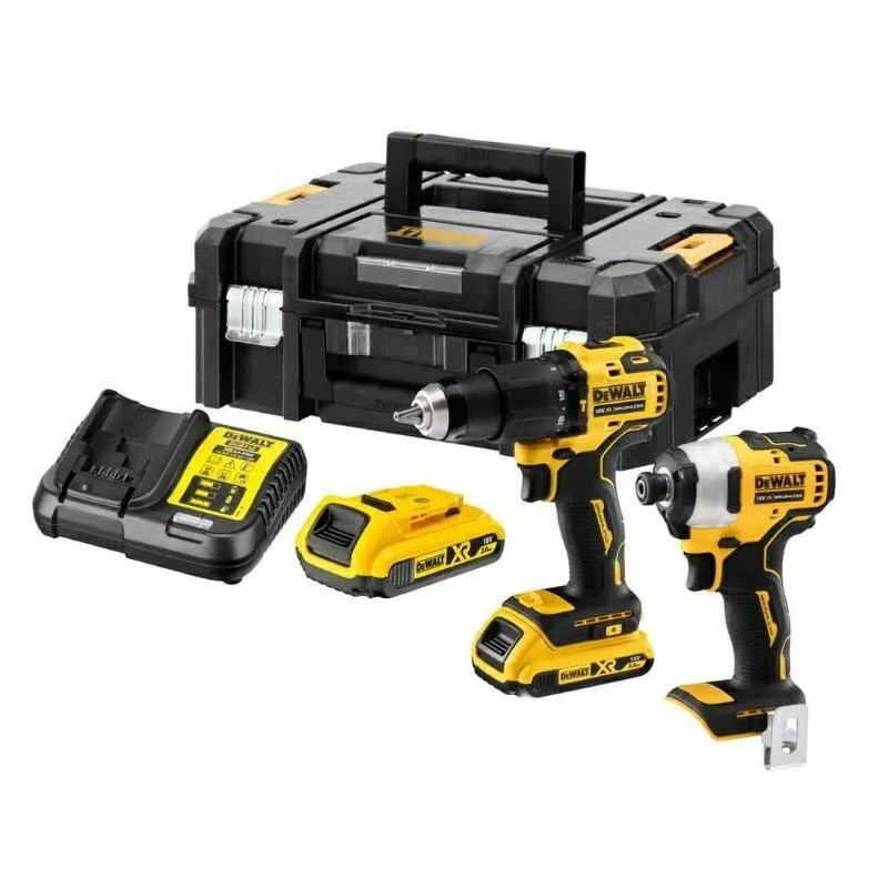 DEWALT 18V Combo-Kit DCK2060L2T (DCD778 Berbequim de Impacto + DCF787 Chave de Impacto) 2x 3,0 Ah Baterias Li-Ion, Carregador, Mala TSTAK II